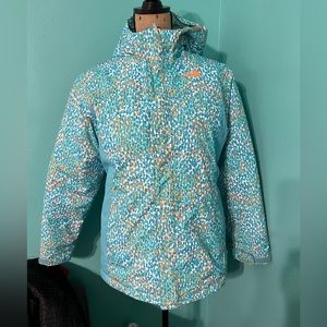 EUC Girls XL The North Face Hooded Jacket w/ Abstract Pattern & Elastic Back